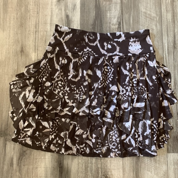 INC Medium Ruffle Neutral Earth Tone Mini Skirt - Picture 7 of 8